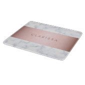 elegante witte marmer roos goudstrook snijplank (Hoek)