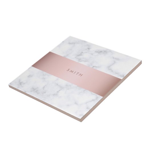 elegante witte marmer roos goudstrook tegeltje (Zijkant)