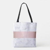 elegante witte marmer roos goudstrook tote bag (Achterkant)