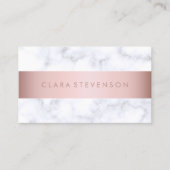 elegante witte marmer roos goudstrook visitekaartje (Voorkant)