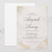 Elegante witte marmeren achtergrond voor trouwuitn kaart (Voorkant / Achterkant)