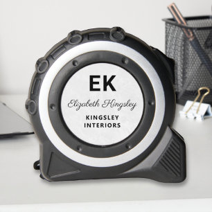 Elegante witte marmeren bedrijfsnaam initials rolmaat