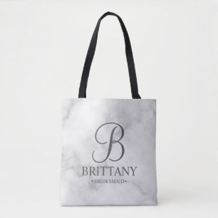 Elegante witte marmeren bruidsmeisjes tote bag