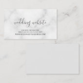 Elegante witte marmeren bruiloft website informatiekaartje (Voorkant / Achterkant)