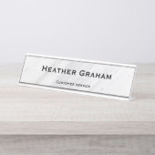 Elegante witte marmeren douanenaam bureau naambordje (Voorkant)