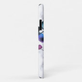 Elegante witte marmeren eucalyptusbladmonogram Case-Mate iPhone case (Achterkant/rechts)