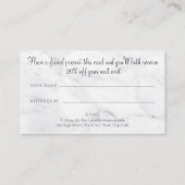 Elegante witte marmeren gebladerte verwijskaart aanbevelingskaartje (Achterkant)