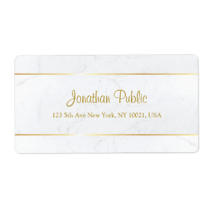 Elegante witte marmeren gouden handgeschreven sjab etiket