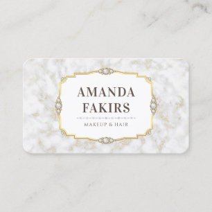 Elegante Witte Marmeren Gouden Lijst Make-up Artie Visitekaartje