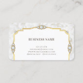 Elegante Witte Marmeren Gouden Lijst Make-up Artie Visitekaartje (Achterkant)