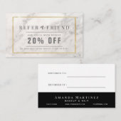 Elegante Witte Marmeren Gouden Lijst Salon Referra Visitekaartje (Voorkant / Achterkant)