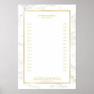 Elegante witte marmeren gouden prijstlijst poster