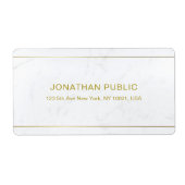 Elegante witte marmeren gouden tekst Eenvoudige to Etiket (Voorkant)