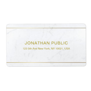 Elegante witte marmeren gouden tekst Eenvoudige to Etiket