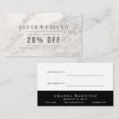 Elegante witte marmeren kapsalon verwijzing visitekaartje (Voorkant / Achterkant)