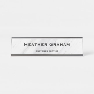 Elegante witte marmeren naam op maat bureau naambordje