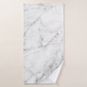 Elegante witte marmeren print met zilver textuur badhanddoek