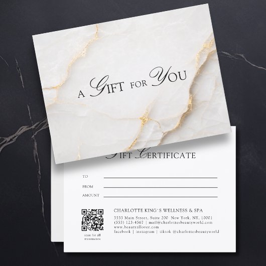 Elegante witte marmeren QR-code cadeaubon