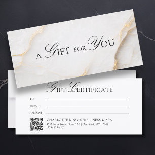 Elegante witte marmeren QR-code cadeaubon