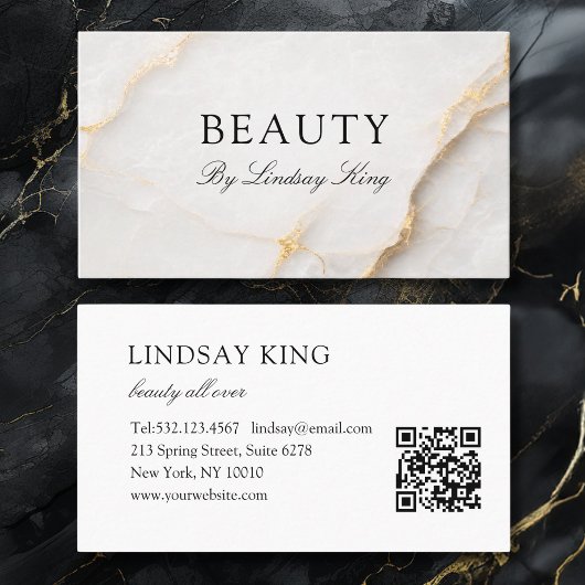 Elegante witte marmeren QR-code visitekaart Afsprakenkaartje