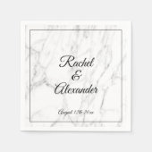 Elegante witte marmeren steen aangepaste bruiloft servet (Voorkant)