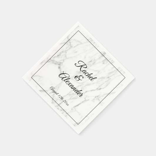 Elegante witte marmeren steen aangepaste bruiloft  servet (Hoek)