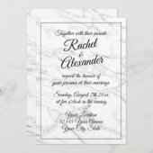 Elegante witte marmeren steen bruiloft uitnodiging (Voorkant / Achterkant)