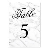 Elegante witte marmeren stenen trouwtafel nummers kaart (Voorkant)