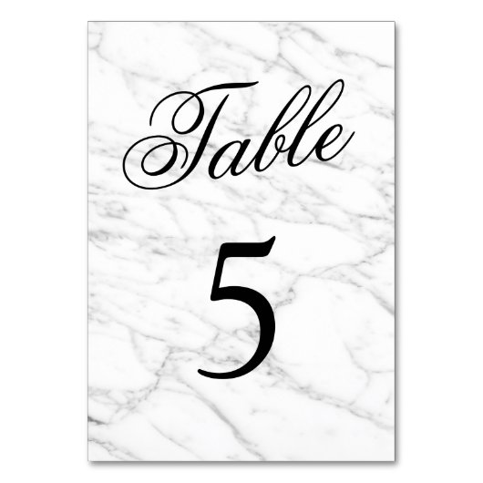 Elegante witte marmeren stenen trouwtafel nummers kaart (Voorkant)