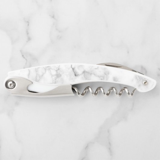 Elegante witte marmeren textuur kurkentrekker (Voorkant)