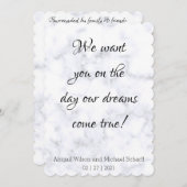 Elegante witte marmeren trouwuitnodigingen kaart (Voorkant / Achterkant)