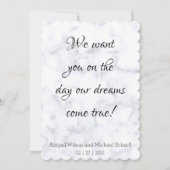 Elegante witte marmeren trouwuitnodigingen kaart (Voorkant)