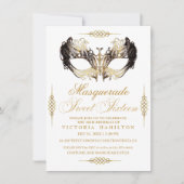 Elegante witte masquerade Sweet Sixteen verjaardag Kaart (Voorkant)