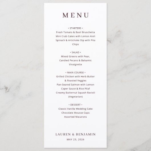 Elegante witte menutemplate menu (Voorkant)