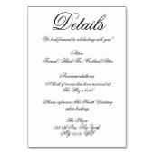 Elegante witte minimale bruiloftsdetails Kaarten (Voorkant)