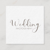 Elegante witte minimale moderne trouwfotograaf vierkante visitekaartje (Voorkant)