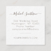 Elegante witte minimale moderne trouwfotograaf vierkante visitekaartje (Achterkant)