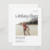 Elegante witte minimalist Bewaar de datumfoto Save The Date (Voorkant / Achterkant)