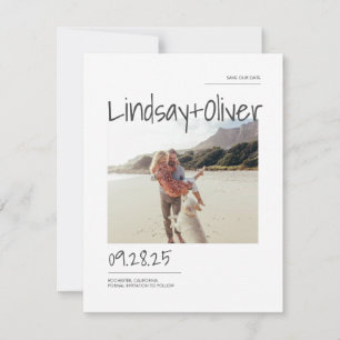 Elegante witte minimalist Bewaar de datumfoto Save The Date
