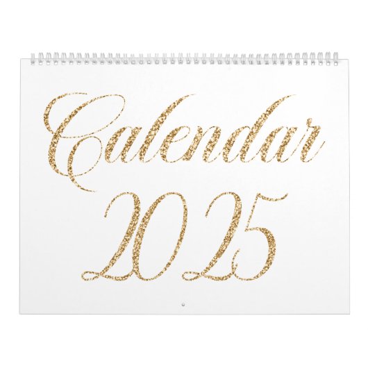Elegante witte minimalist| gouden scriptletters kalender (Hoes)