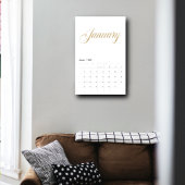 Elegante witte minimalist| gouden scriptletters kalender