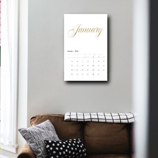 Elegante witte minimalist| gouden scriptletters kalender