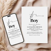 Elegante witte minimalistische babyshower kaart