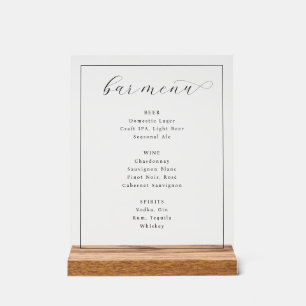 Elegante Witte Minimalistische Barmenu Acryl Bord