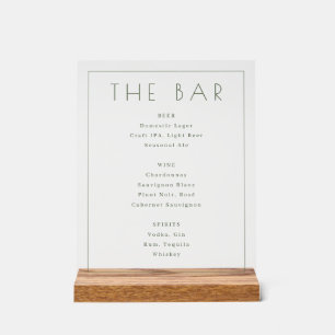 Elegante Witte Minimalistische Barmenu Acryl Bord