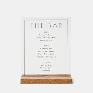 Elegante Witte Minimalistische Barmenu Acryl Bord
