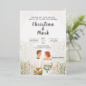 Elegante witte minimalistische bruiloft folie uitnodiging (Staand Voorkant)