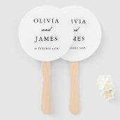Elegante witte minimalistische bruiloft handwaaier (Voorkant en achterkant)