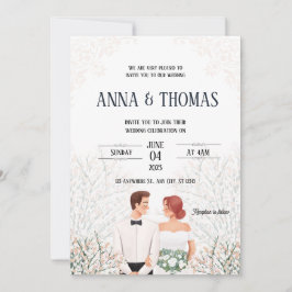 Elegante witte minimalistische bruiloft kaart