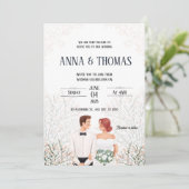 Elegante witte minimalistische bruiloft kaart (Staand voorkant)